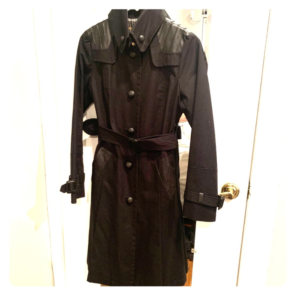 Mackage Trench Coat with Leather Trim